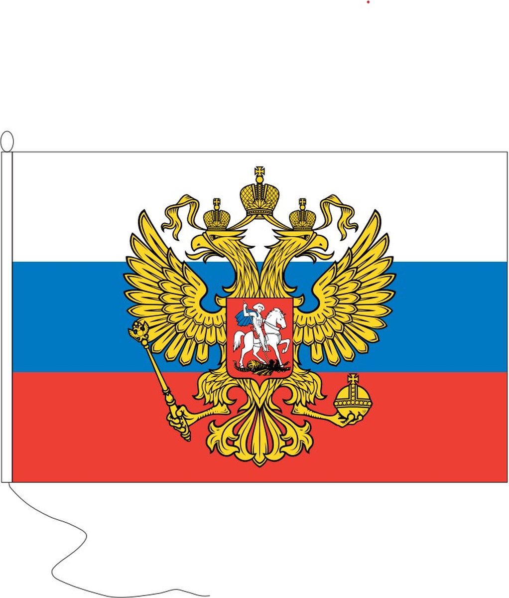 Vlag Rusland met wapen 100x150cm | Spunpoly